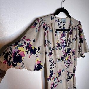 High-Low Floral Maxi Wrap Dress